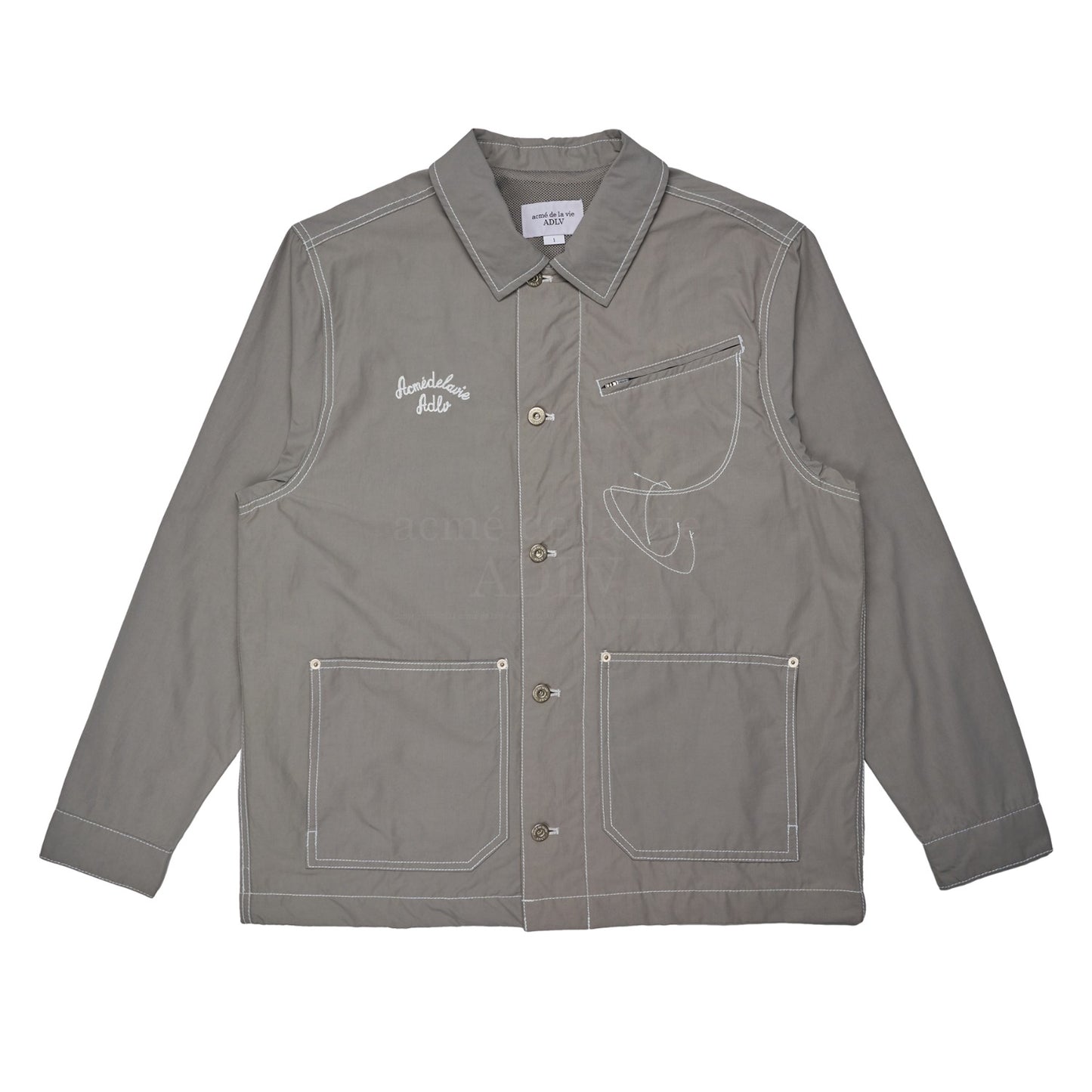 ADLV Script Logo Stitch Work Jacket Gray