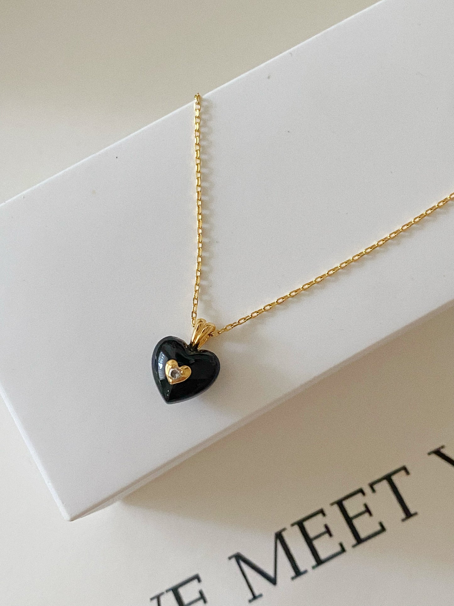 925 Black Heart Necklace- N016