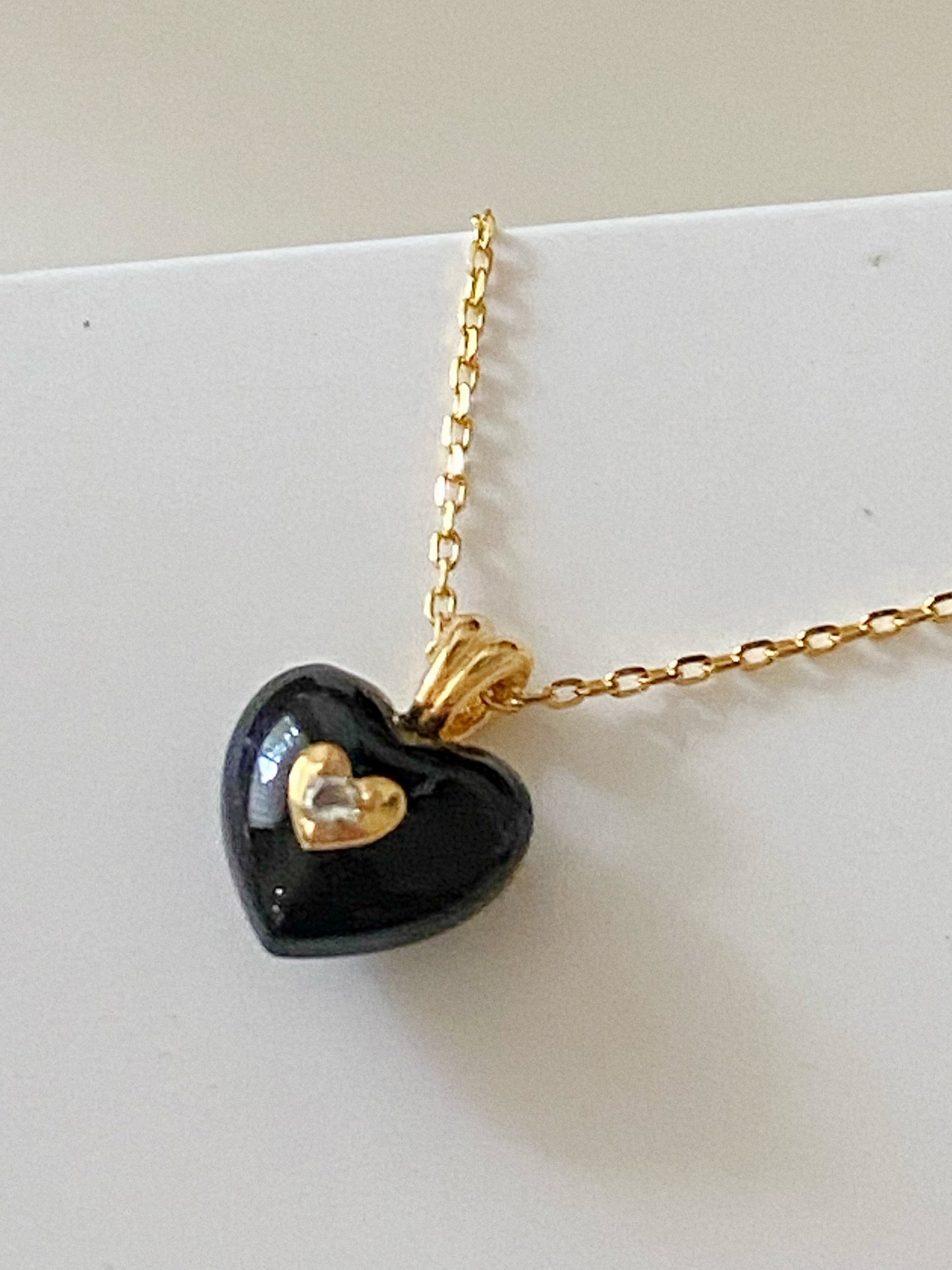 925 Black Heart Necklace- N016