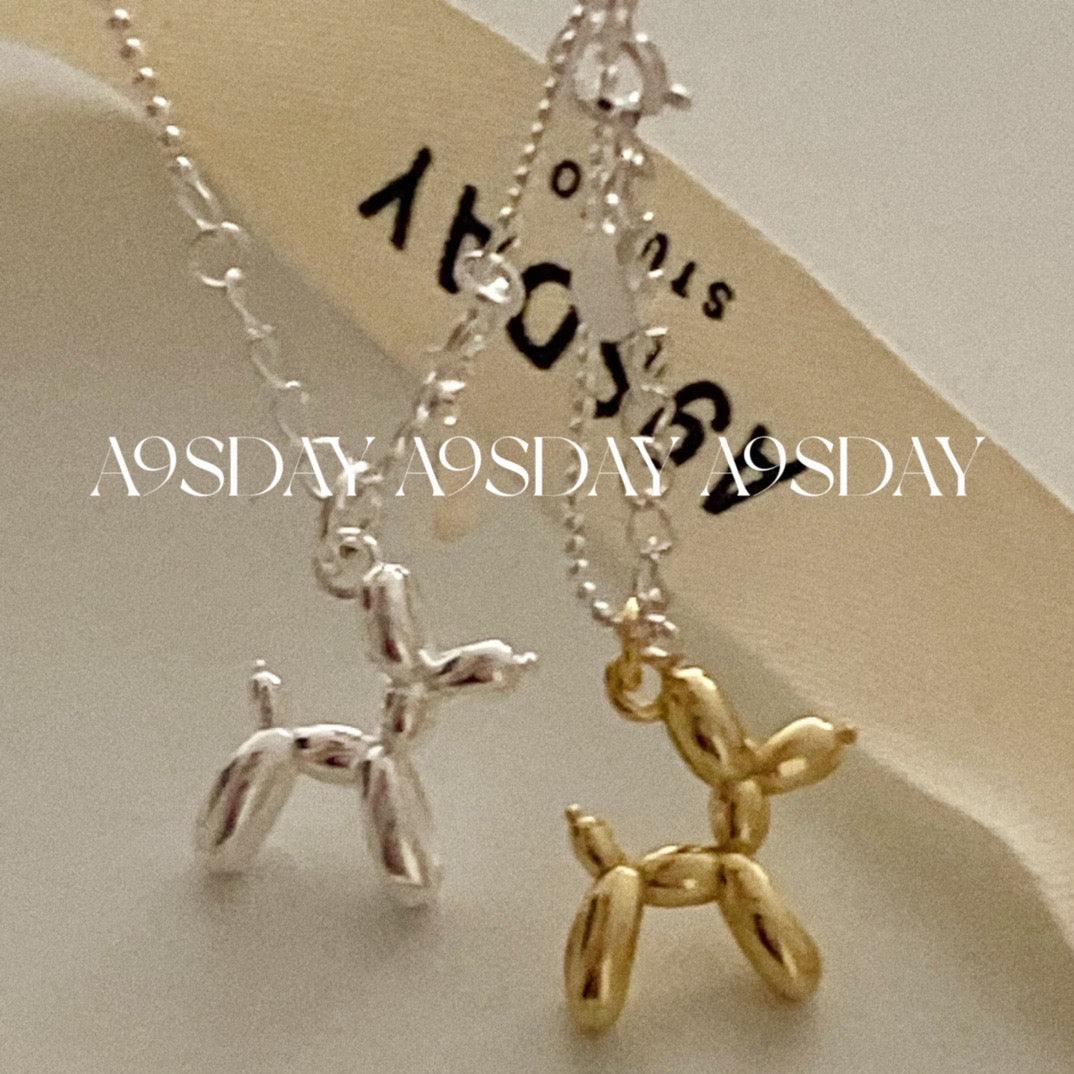 925 Silver OT Lock Balloon Puppy Necklace - N009