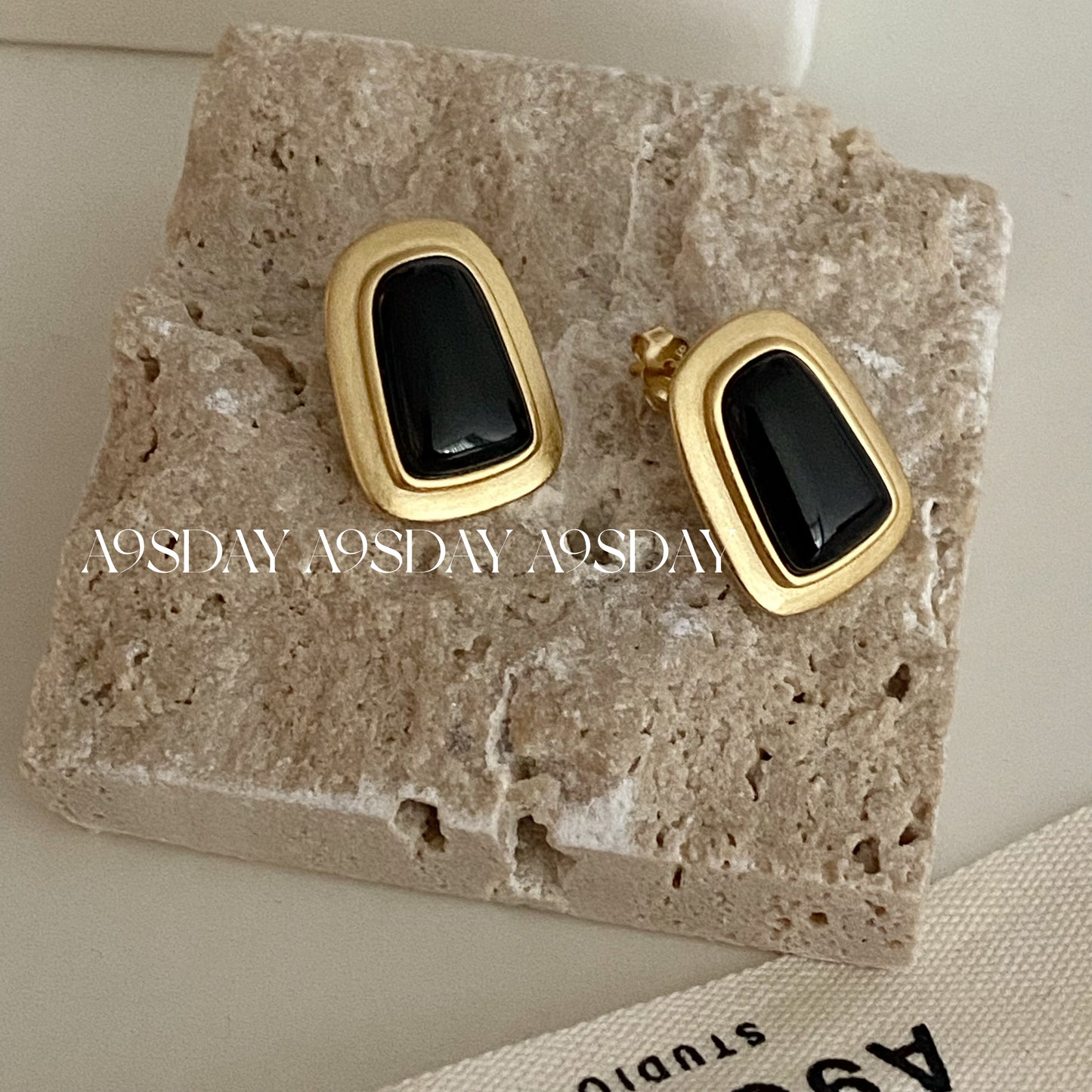 925 Black" Stone" Earring - E010