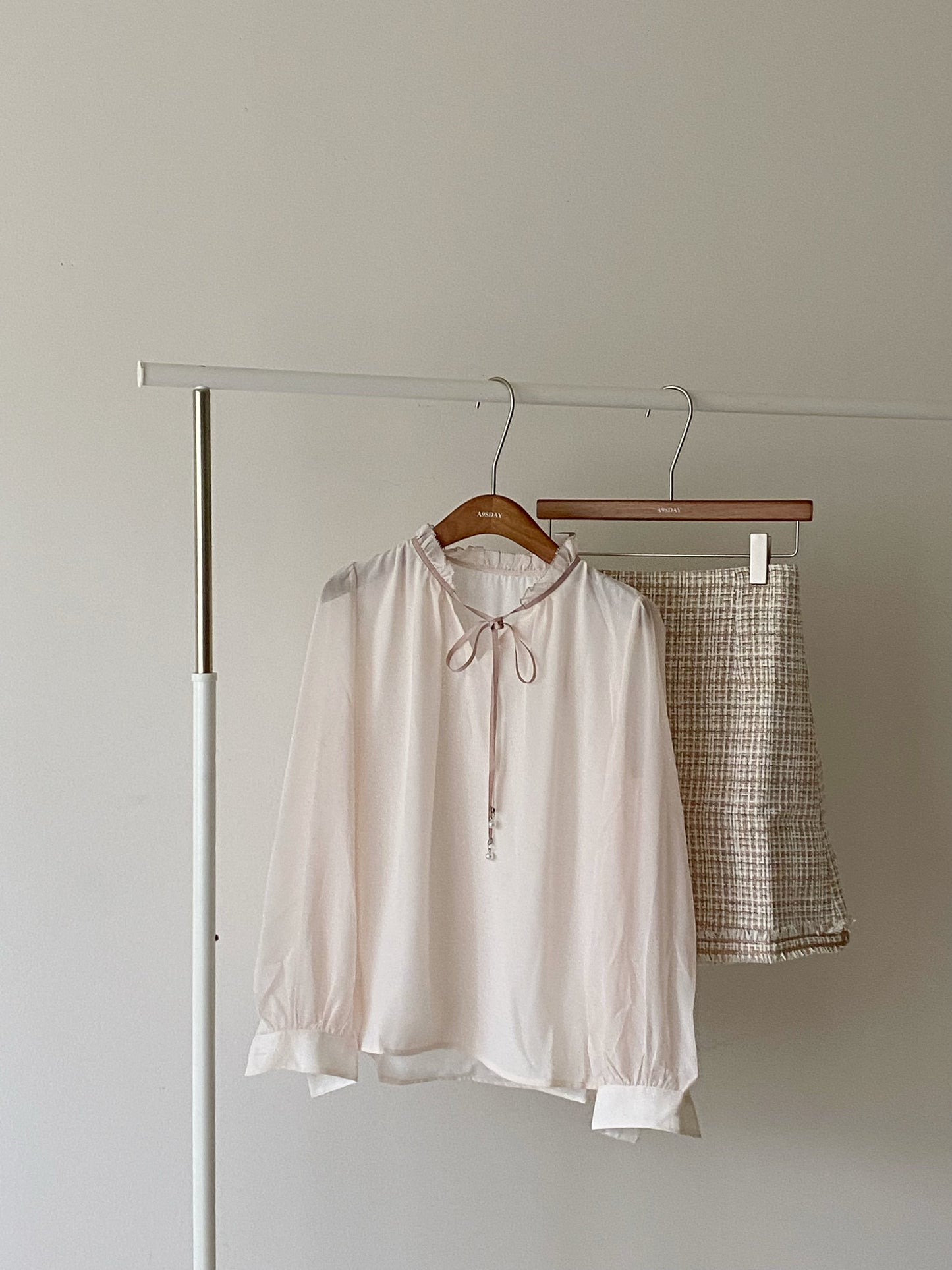 A9sday Pink Chiffon Ribbon Blouse