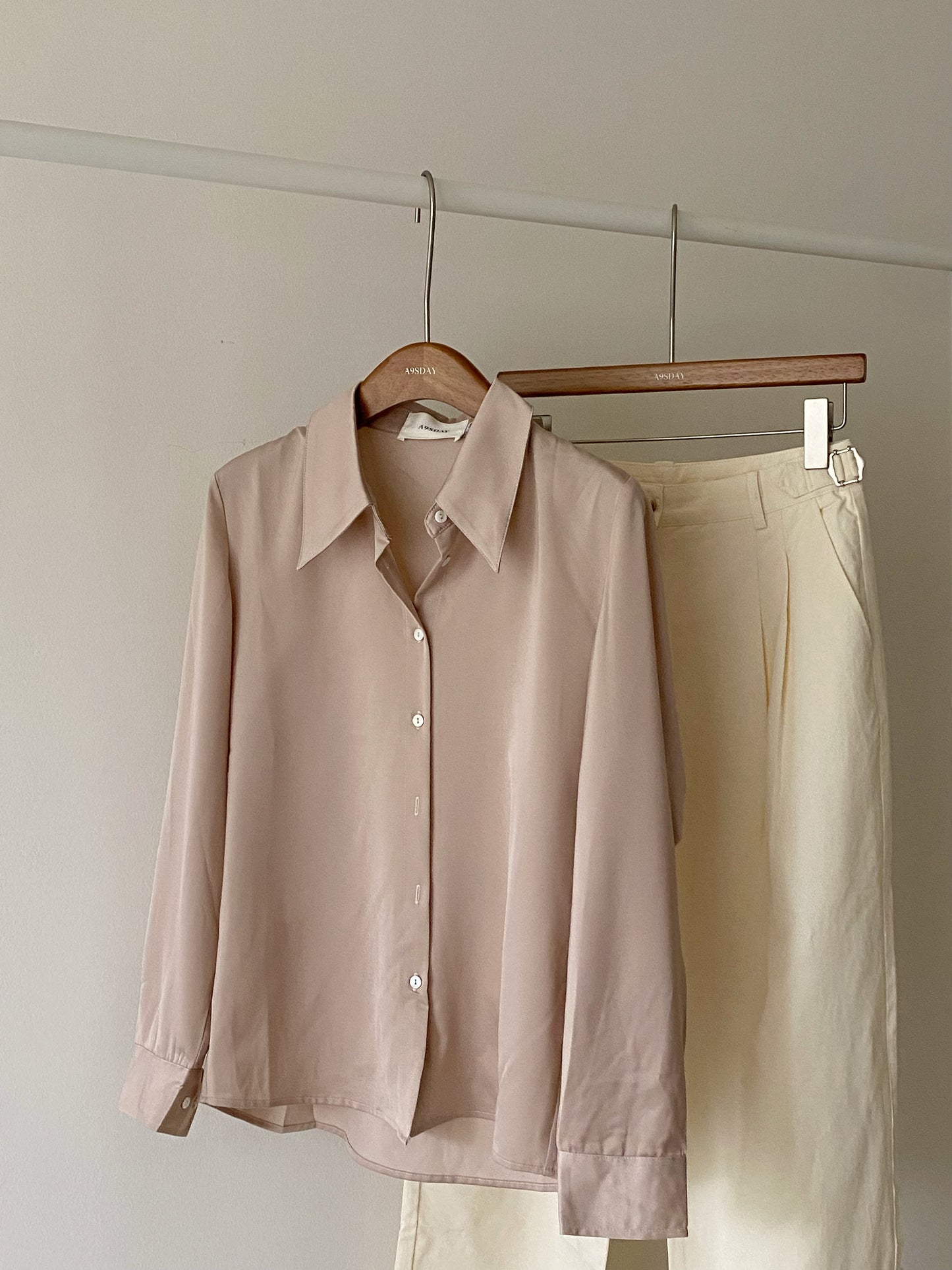 A9sday Champagne Pink Silk Blouse