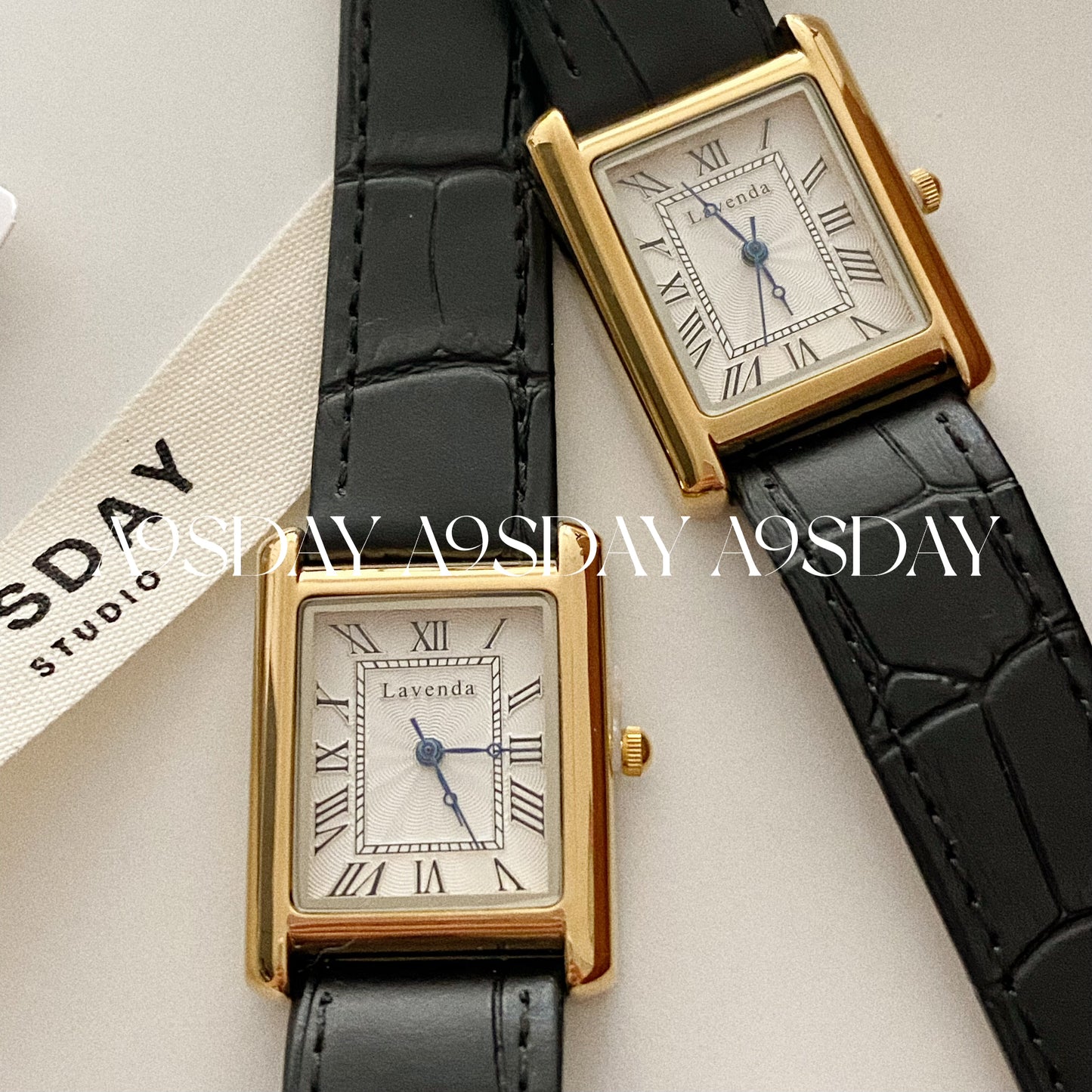 Classic Style Golden Black Leather Watch