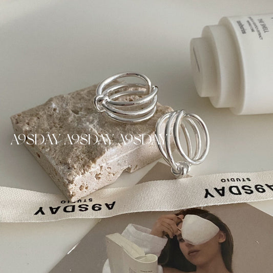 925 Silver Three Layer Ring - R031