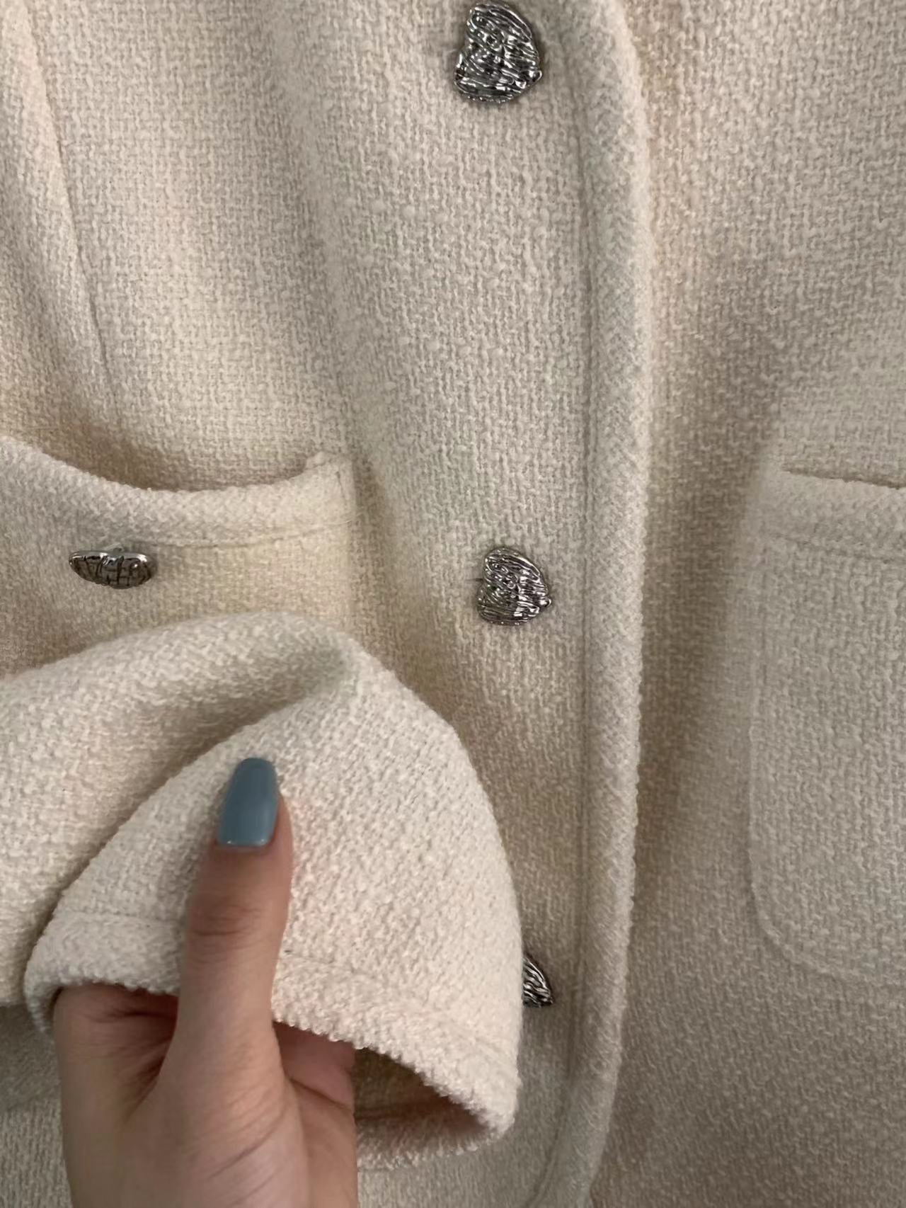 A9sday Knitted Coat with Silver Heart Button